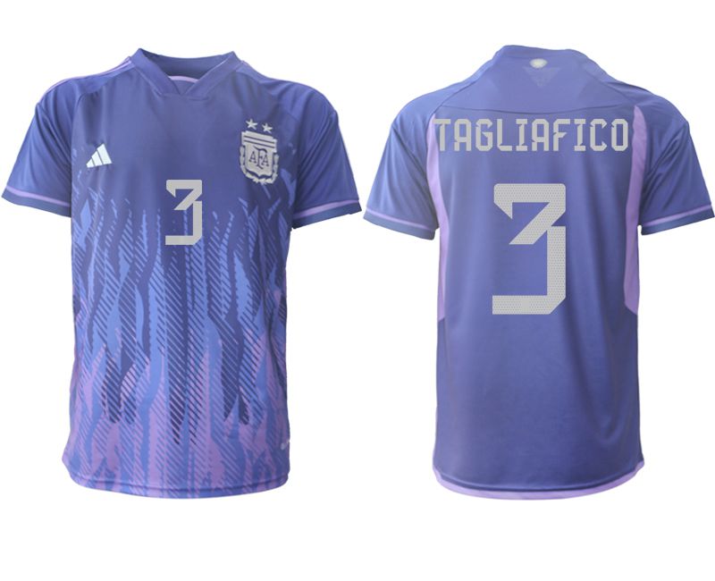 Men 2022 World Cup National Team Argentina away aaa version purple #3 Soccer Jersey->->Soccer Country Jersey